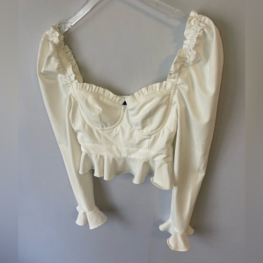 Majorelle Corie Top White Underwire Puff Sleeves Peplum XXS - Picture 5 of 15